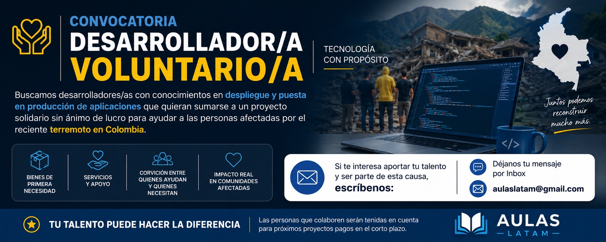 Convocatoria de desarrollador o desarrolladora voluntaria